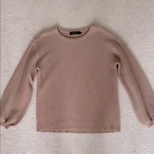 Women’s Tan Crew Neck Ribbed Sweater